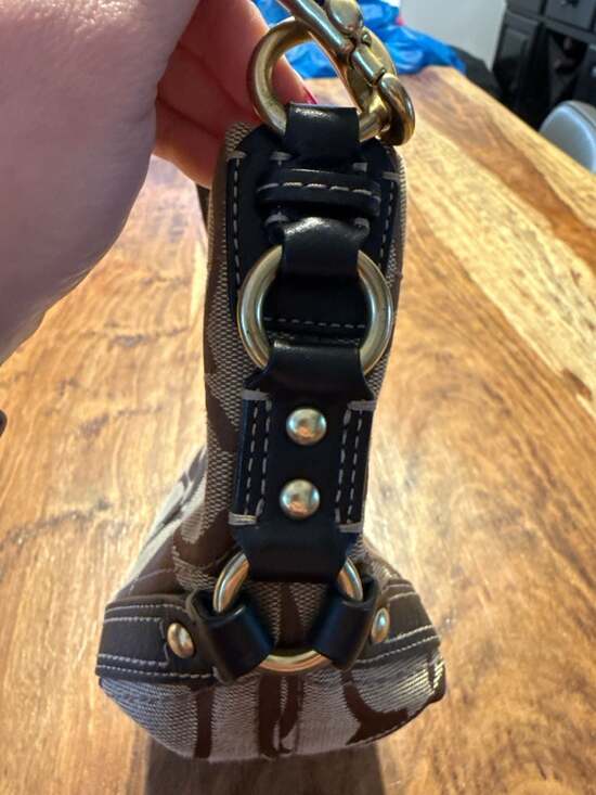 Coach Signature Mini Carly Shoulder Bag 40347 Brown Jacquard y2k - Picture 3 of 7